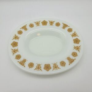 Butterfly Gold by Pyrex Gravy Boat Underplate Yellow Flowers b152 Retro Groovy